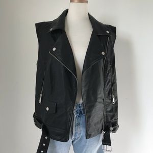 Faux leather moto vest
